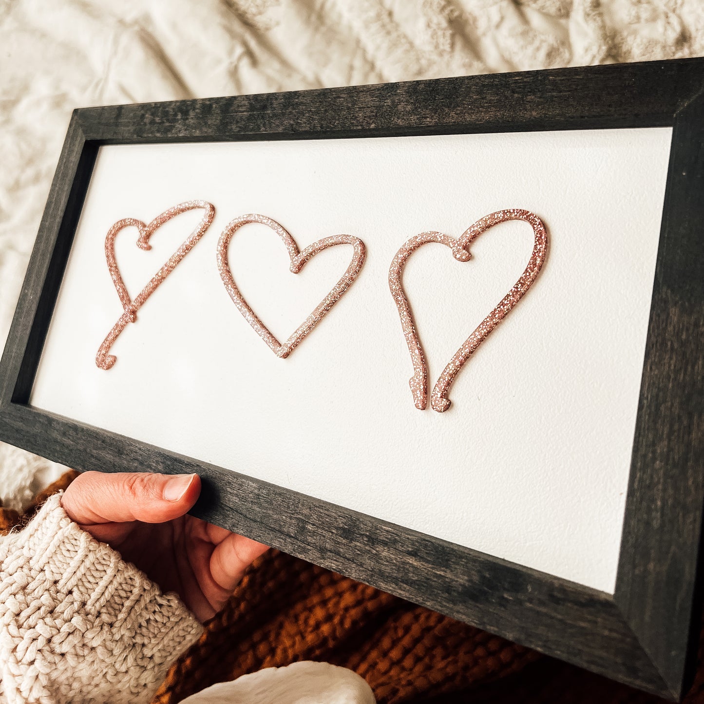 (NEW!) ROSE GOLD Handwriting Hearts Sign